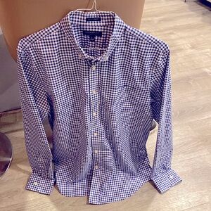 Banana Republic Mens Slim Flex Fit Long Sleeve Shirt Blue check size Large